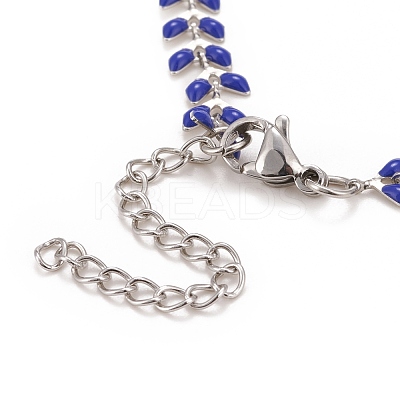 Enamel Wheat Link Chain Necklace NJEW-P220-02P-02-1
