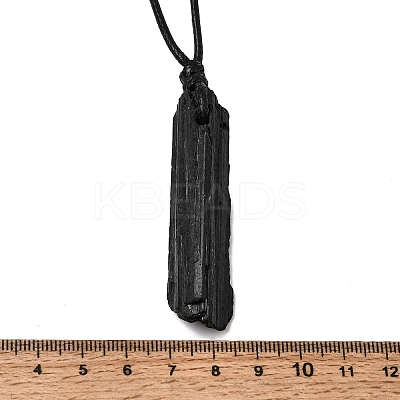 Raw Rough Natural Black Tourmaline Nuggets Pendant Adjustable Waxed Cord Necklaces for Women Men GG-CBA7610-12-1