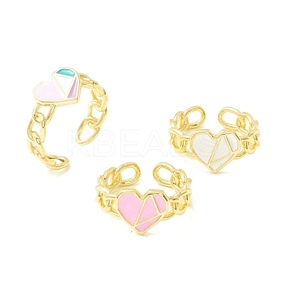 Enamel Heart Promise Open Ring RJEW-P027-07G-1
