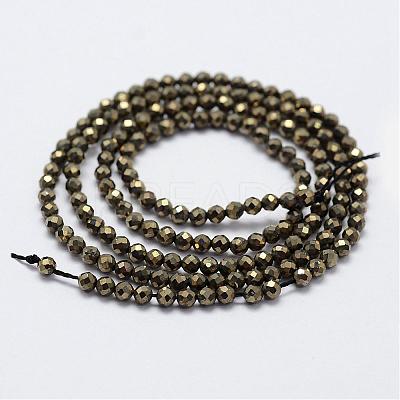 Natural Pyrite Beads Strands G-K185-03-1