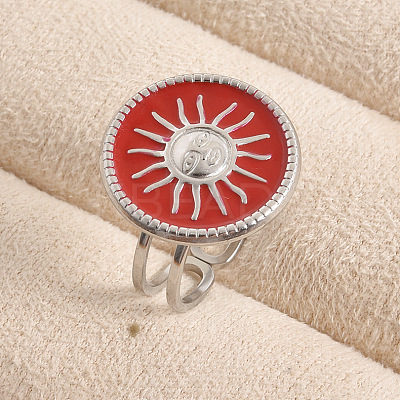 Adjustable Stainless Steel with Enamel Cuff Rings for Women XY2764-1-1