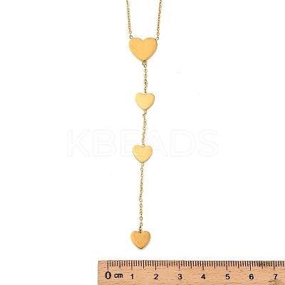 304 Stainless Steel Heart Link Chain Y Necklaces for Women NJEW-A059-05G-1
