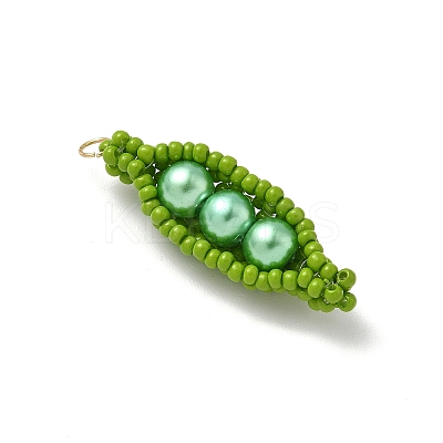 Glass Seed Beaded Pea Pendants PALLOY-MZ00922-01-1