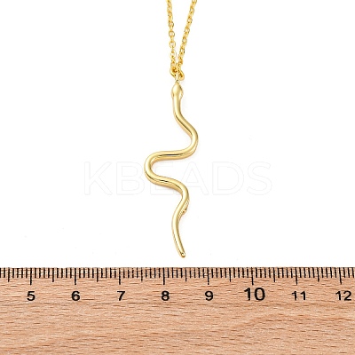 Brass Snake Pendant Cable Chain Necklaces for Women NJEW-S438-01B-G-1