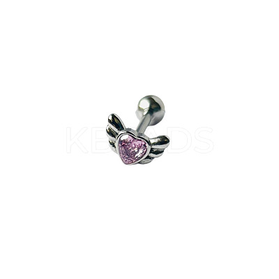 Angel Wing Heart 316L Surgical Stainless Steel Pave Cubic Zirconia Tongue Rings FS-WG901EE-04-1