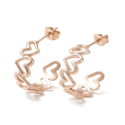 Ion Plating(IP) 304 Stainless Steel C-shape Stud Earrings EJEW-P197-01RG-1