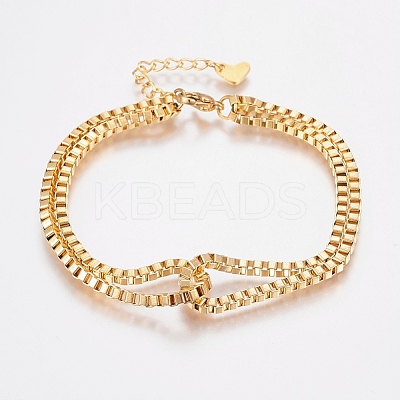 304 Stainless Steel Box Chain Bracelets BJEW-I243-02G-1