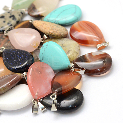 Teardrop Natural & Synthetic Mixed Stone Pendants G-Q368-M-1