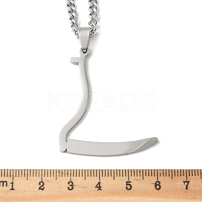 201 Stainless Steel Grim Reape Scythe Pendant Necklaces LS-NJEW-H065-22P-1