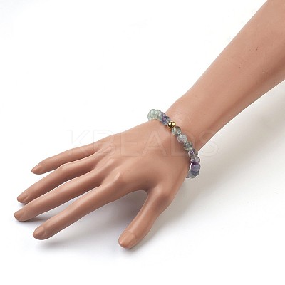 Natural Fluorite Beads Stretch Bracelets BJEW-JB03852-04-1
