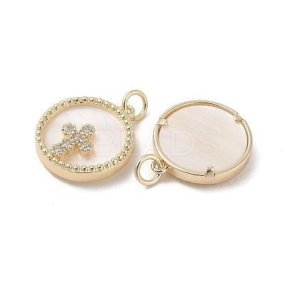 Brass Pendants Pave Shell KK-L208-76G-1