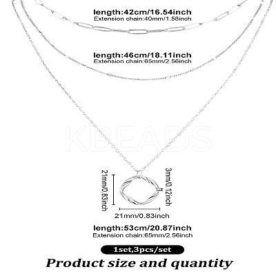 Brass 3 Layer Necklaces NJEW-LP0003-79S-1