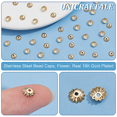 200Pcs 304 Stainless Steel Bead Caps STAS-UN0057-69-1