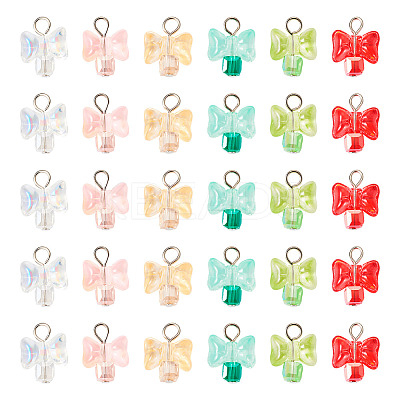 36Pcs 6 Colors Glass Pendants FIND-TA0004-21-1