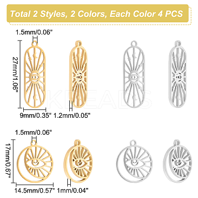 16Pcs 4 Style 304 Stainless Steel Pendants STAS-UN0038-89-1