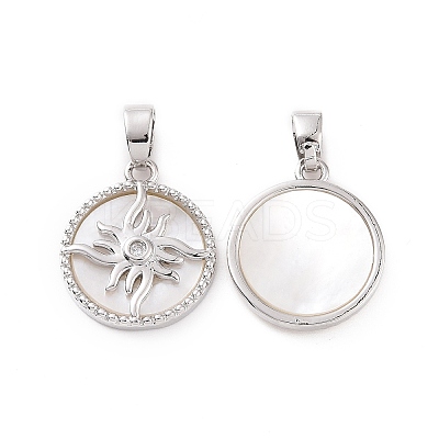 Brass Micro Pave Clear Cubic Zirconia Pendants KK-E068-VC127-1