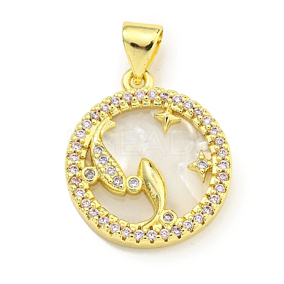 Brass Micro Pave Clear Cubic Zirconia Pendants KK-K354-04G-12-1