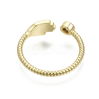 Brass Micro Pave Clear Cubic Zirconia Cuff Rings RJEW-S044-132-NF-1