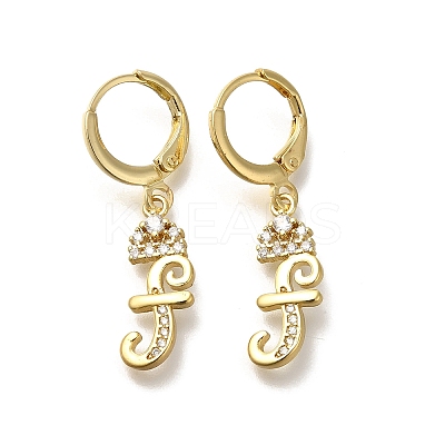 Brass Clear Cubic Zirconia Hoop Earrings EJEW-M045-01F-1