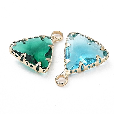 Brass and K9 Glass Pendants KK-Z031-17KCG-1