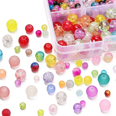 452Pcs 6 Style Transparent Crackle & Frosted Glass Beads CCG-YW0001-07-1