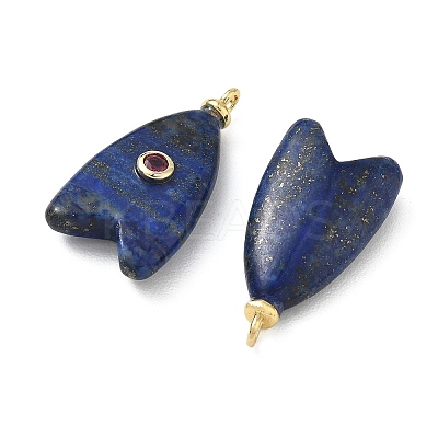 Brass & Dyed Natural Lapis Lazuli & Cubic Zirconia Pendants GG-CBAD360-20G-06-1