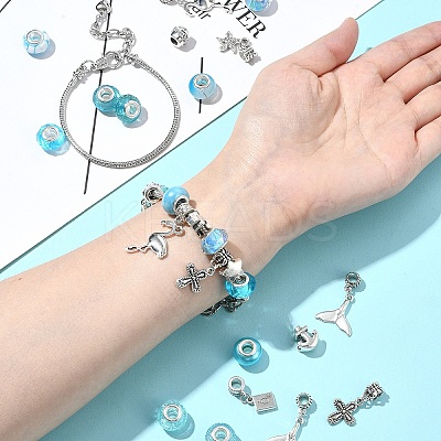 DIY Ocean Theme Alloy & Brass European Style Bracelet Making Kits DIY-FS0007-24-1