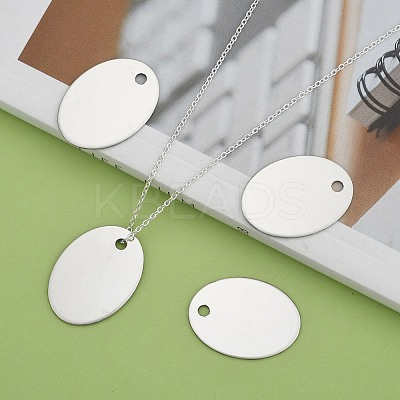 Tarnish Resistant 201 Stainless Steel Oval Stamping Blank Tag Pendants LS-STAS-S031-04-1