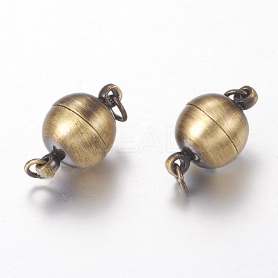 Brass Magnetic Clasps with Loops KK-E268-10mm-AB-NR-1