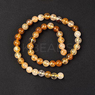Natural Yellow Hematoid Quartz Round Beads Strands G-F266-09-8mm-1
