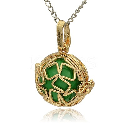 Golden Tone Brass Hollow Round Cage Pendants KK-J231-04G-1
