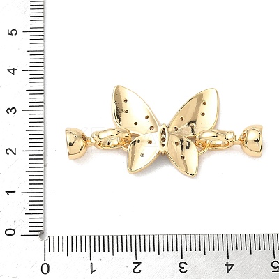 Butterfly Brass Micro Pave Clear Cubic Zirconia Fold Over Clasps KK-U059-44G-1
