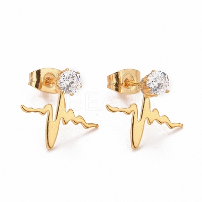 304 Stainless SteelStud Earrings EJEW-C019-09G-1