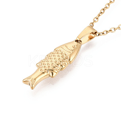 304 Stainless Steel Pendant Necklaces NJEW-T018-36G-1