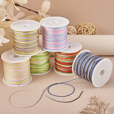 6 Rolls 6 Colors Segment Dyed Nylon Chinese Knotting Cord NWIR-TA0001-04-1