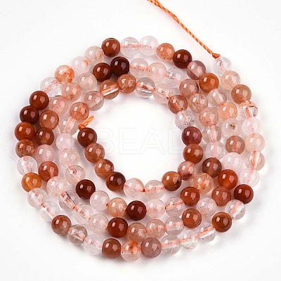 Natural Red Hematoid Quartz Beads Strands G-T140-4mm-01-1