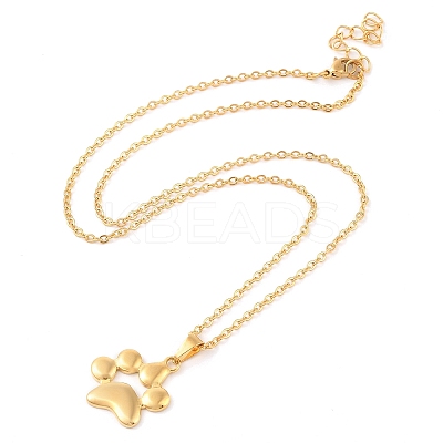 304 Stainless Steel Cable Chain Cat Claw Pendant Necklaces for Women NJEW-Z046-02G-1
