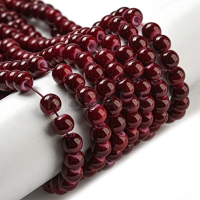 Painted Glass Bead Strands DGLA-S071-6mm-B30-1