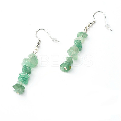 Natural Green Aventurine Chip Beads Dangle Earrings EJEW-JE04649-03-1