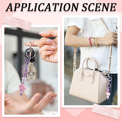 20Pcs 2 Styles Baking Paint Zinc Alloy Keychain Claspsp with Iron Bar Beadable Keychain FIND-SC0009-54B-1