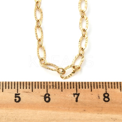 Brass Textured Oval Link Chain Necklaces for Women Men NJEW-F337-07G-1
