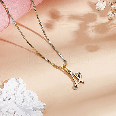 1pc Brass Chain & 304 Stainless Steel Letter Pendant Necklaces NJEW-LP0001-40A-G-1