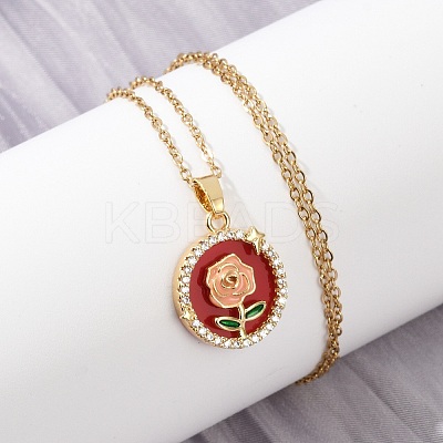 Brass Micro Pave Cubic Zirconia Pendant Neckalces for Women NJEW-C076-01A-G-1