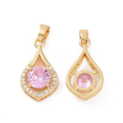 Brass Micro Pave Cubic Zirconia Pendants KK-E068-VC438-1