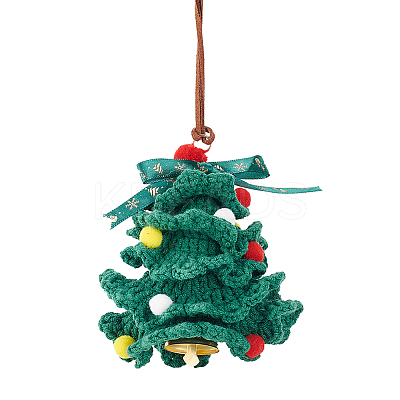 Crochet Christmas Tree Hanging Pendant Decorations HJEW-WH0007-14-1
