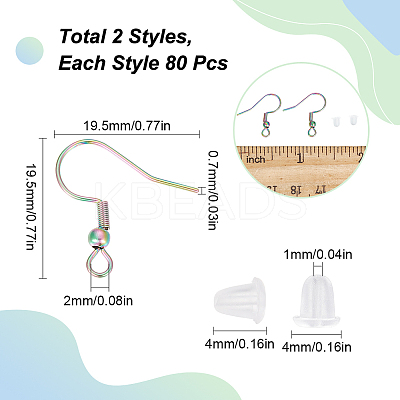 80Pcs PVD Vacuum Plating 201 Stainless Steel Earring Hooks STAS-SC0007-68-1