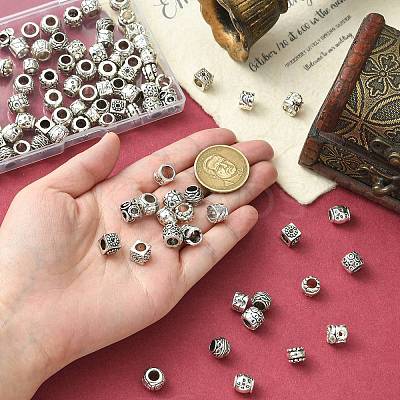 100Pcs 10 Styles Tibetan Style Alloy European Beads FIND-CJ0003-72-1