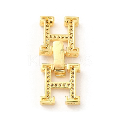Rack Plating Brass Micro Pave Clear Cubic Zirconia Fold Over Clasps KK-H447-16G-1
