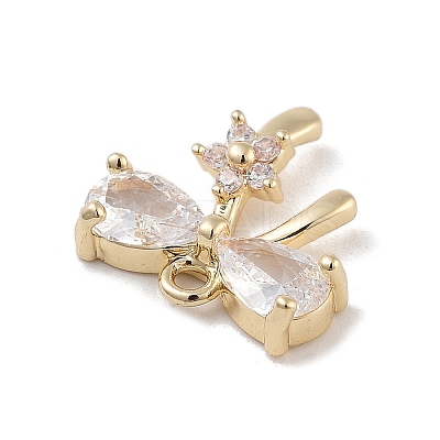 Brass Pave Clear Cubic Zirconia Charms KK-Z061-17G-1