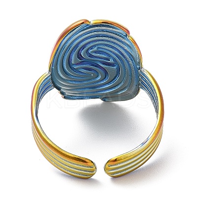 Ion Plating(IP) 304 Stainless Steel Vortex Open Cuff Ring for Women RJEW-M149-17RC-1